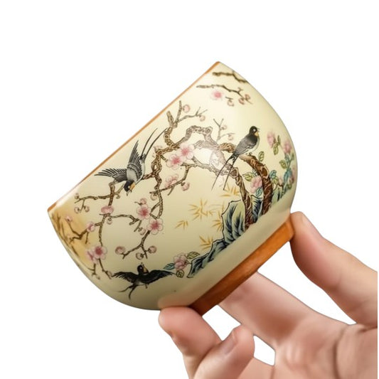 Taza Aves del Ciruelo - Ceremonial Japonesa