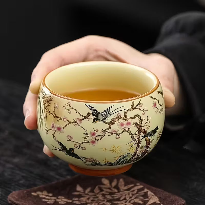 Taza Aves del Ciruelo - Ceremonial Japonesa