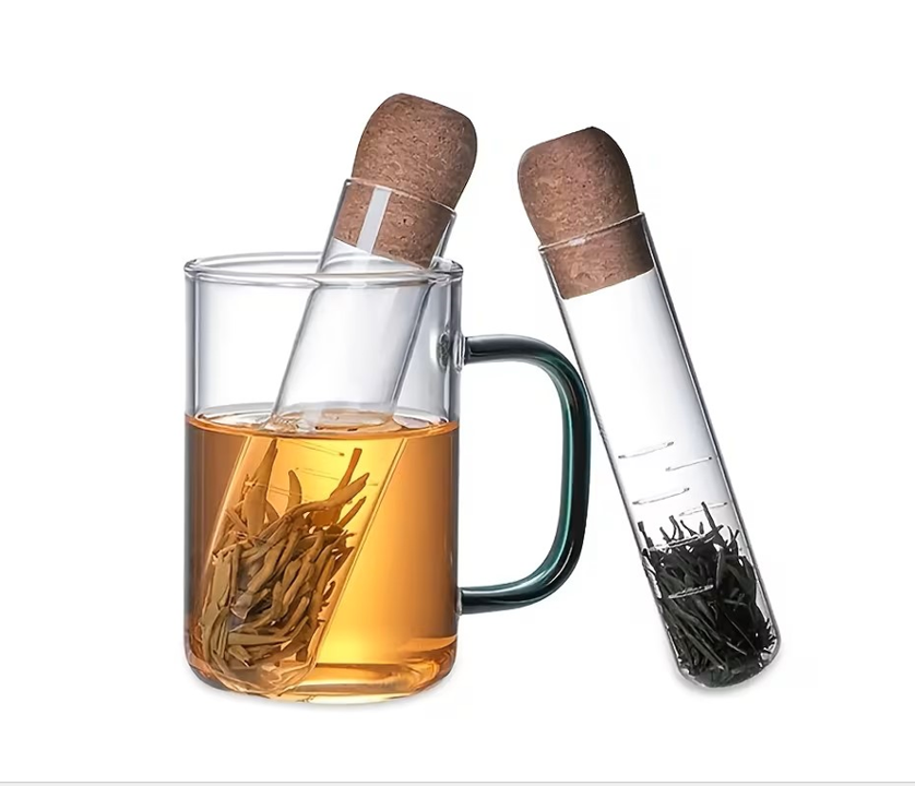 Infusor de Té de Vidrio con Tapón de Corcho