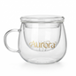 Taza Vidrio Redonda con Infusor y Tapa
