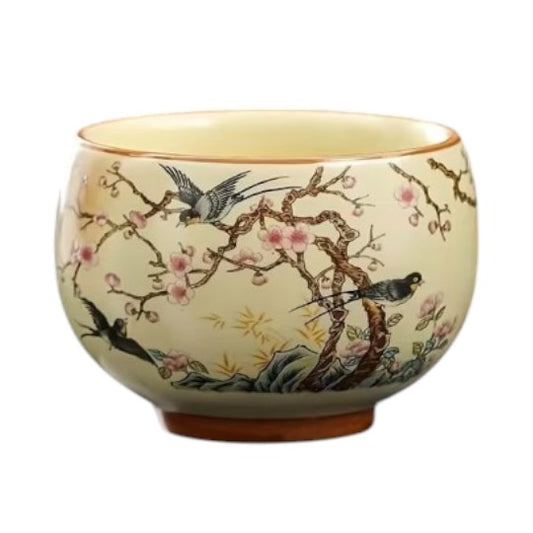 Taza Aves del Ciruelo - Ceremonial Japonesa