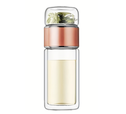 Termo Infusor con Filtro en Vidrio Doble Pared - Rosado